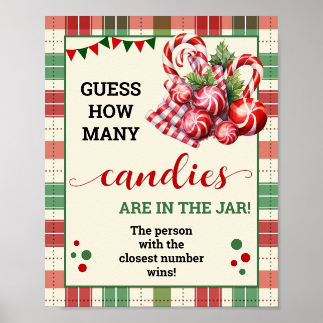 Weihnachtsratte Wie viele Candies Spiel Karierte Z Poster (Vorne)