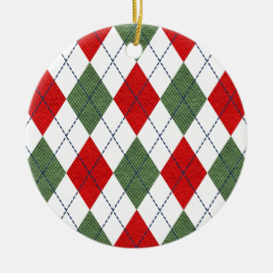 WeihnachtsRauten-Verzierung rund Keramik Ornament