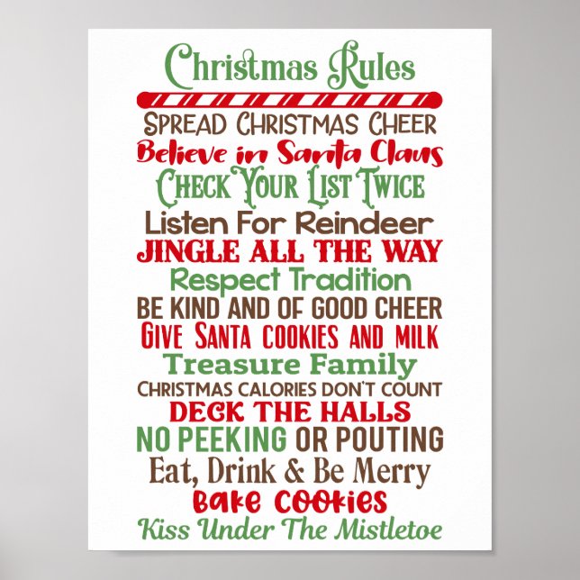 Weihnachtsregeln Einzigartige Weihnachtszeit-Wohng Poster (Vorne)