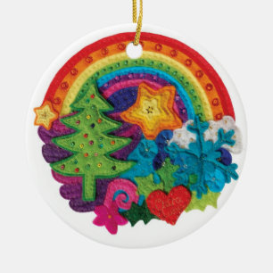 Weihnachtsregenbogen-Dekoration - ein flippiger Keramik Ornament