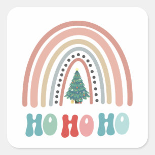 Weihnachtsregenbogenbaum mit hospho quadratischer aufkleber