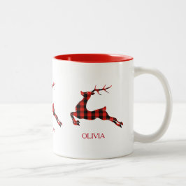 Weihnachtsreh, rot und schwarz kariert zweifarbige tasse