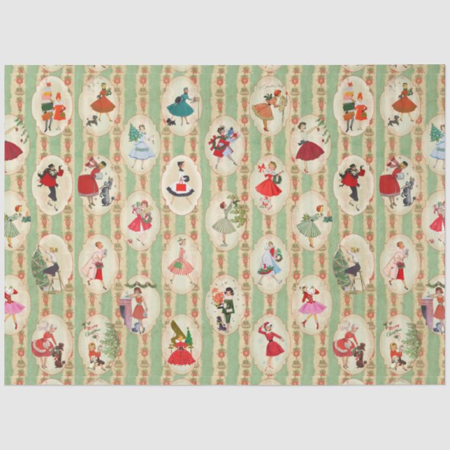 Weihnachtsreihe der 50er Jahre 1950 Design 1 Seidenpapier (Vorderseite)