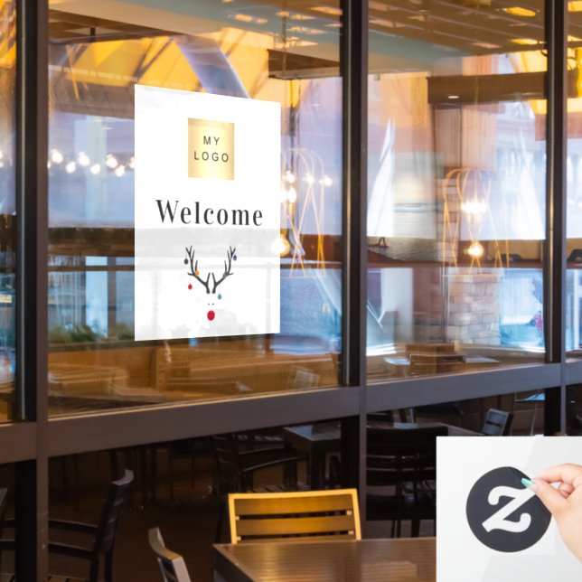 Weihnachtsreiniger Modernes Firmenlogo willkommen Fensteraufkleber (Restaurantfenster)