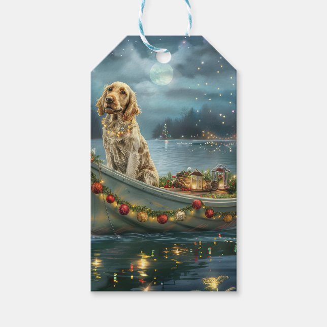 Weihnachtsreise des englischen Setters Geschenkanhänger (Vorderseite)
