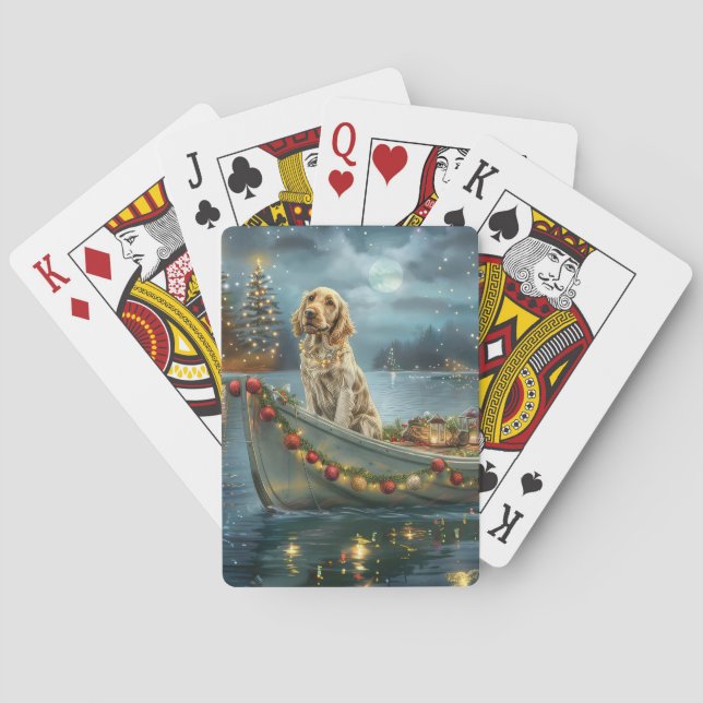 Weihnachtsreise des englischen Setters Spielkarten (Rückseite)