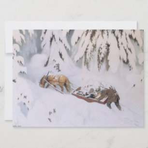 Weihnachtsreise durch den Schnee im Winter Karte