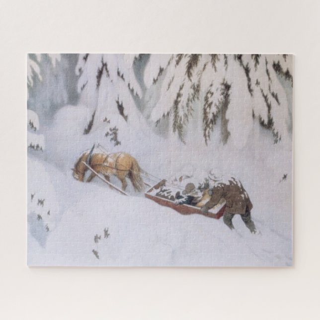 Weihnachtsreise durch den Schnee (von Kittelsen) (Horizontal)