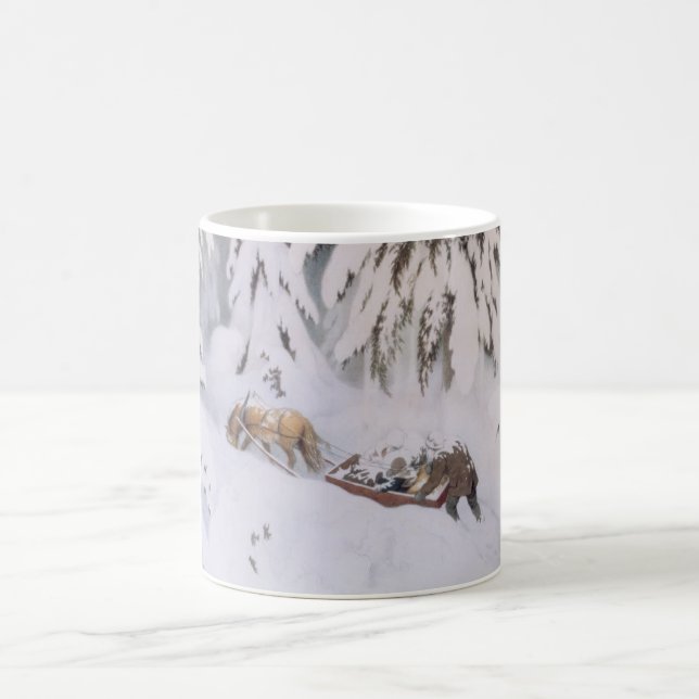 Weihnachtsreise durch den Schnee (von Kittelsen) Kaffeetasse (Mittel)