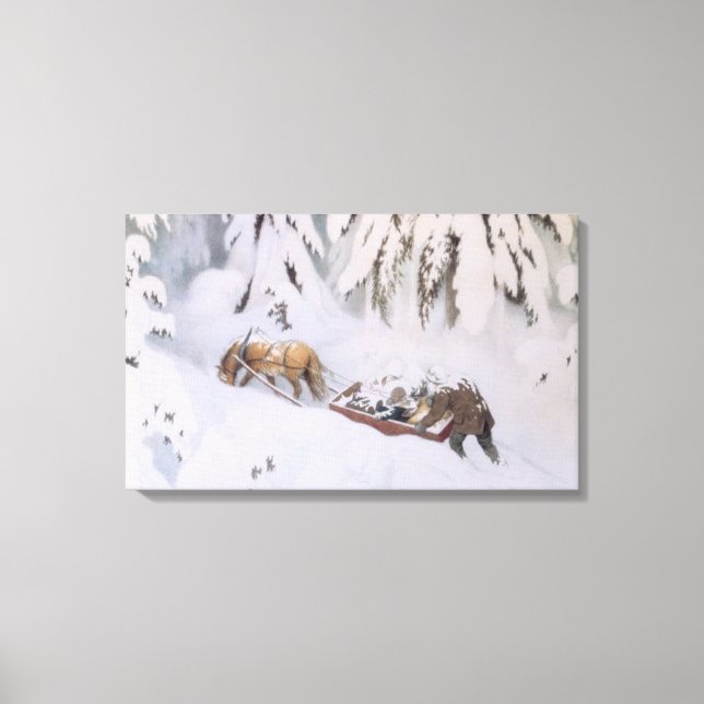 Weihnachtsreise durch den Schnee (von Kittelsen) Leinwanddruck (Vorderseite)
