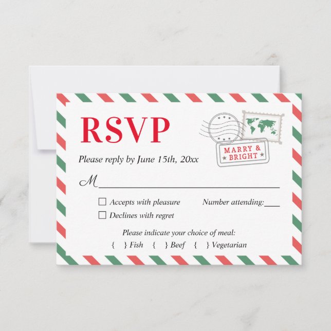 Weihnachtsreise Hochzeitsfeier RSVP Card Postkarte (Vorderseite)