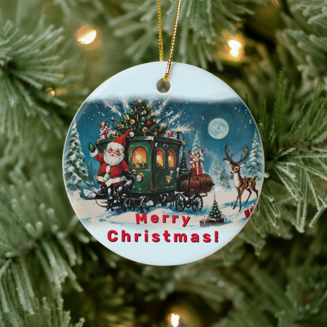 Weihnachtsreise - Lieferwagen des Weihnachtsmanns Keramik Ornament (Baum)