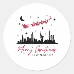 Weihnachtsreise nach New York City, Frohe Weihnach Runder Aufkleber
