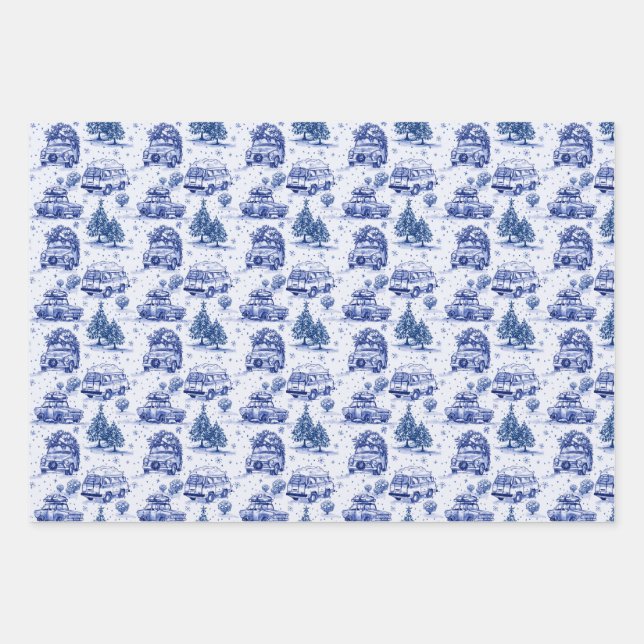 Weihnachtsreise - Weihnachtsfeiern | 3 Farben Geschenkpapier Set (Vorderseite)