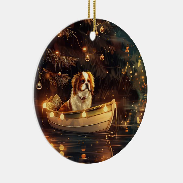 Weihnachtsreise zum Japanischen Kinn Keramik Ornament (Rechts)