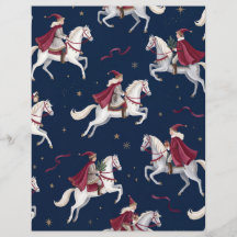 Weihnachtsreiter Burgunderrot Scrapbook Papier