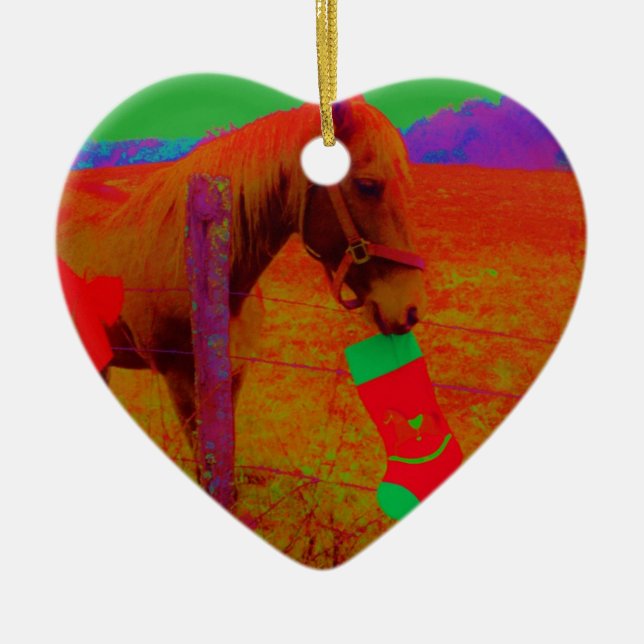 Weihnachtsreitferd Keramik Ornament (Vorne)