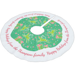 Weihnachtsren, das über Geschenkbaumrock tänzelt Polyester Weihnachtsbaumdecke