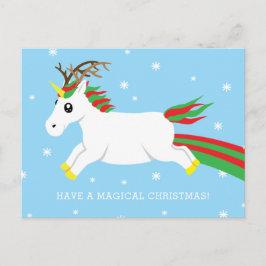 Weihnachtsren-Einhorn-magische Feiertags-Postkarte Feiertagspostkarte
