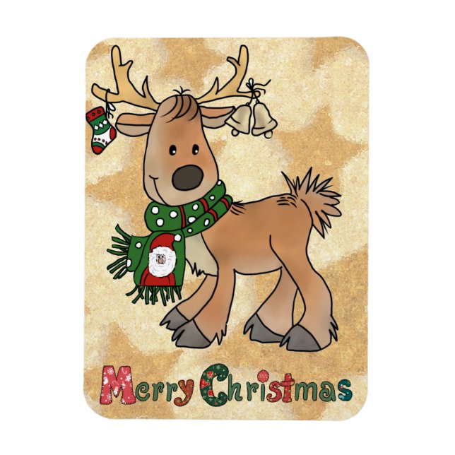 Weihnachtsren mit Sternen Magnet (Vertikal)