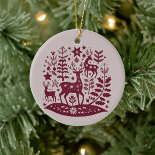 Weihnachtsren Nordische Volkskunst Skandinavisch Keramik Ornament