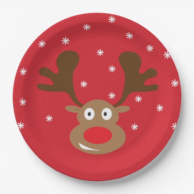 Weihnachtsren-Party-Versorgungs-Platte Pappteller (Vorderseite)