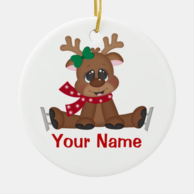 Weihnachtsren personalisiert keramik ornament (Vorne)