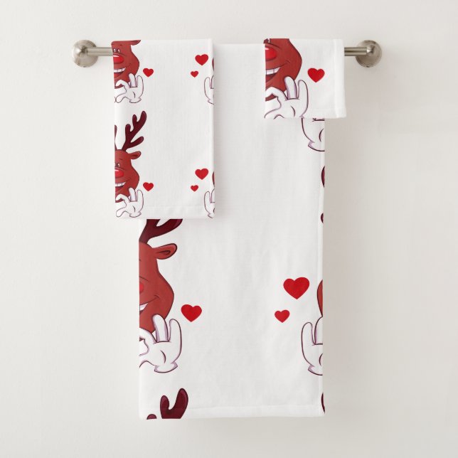 Weihnachtsrengesicht Badhandtuch Set (Insitu)