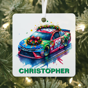 Weihnachtsrennen Auto Racing Fan Individuelle Name Ornament Aus Metall