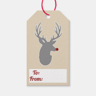 WeihnachtsrenRaute u. Taupe Geschenkanhänger