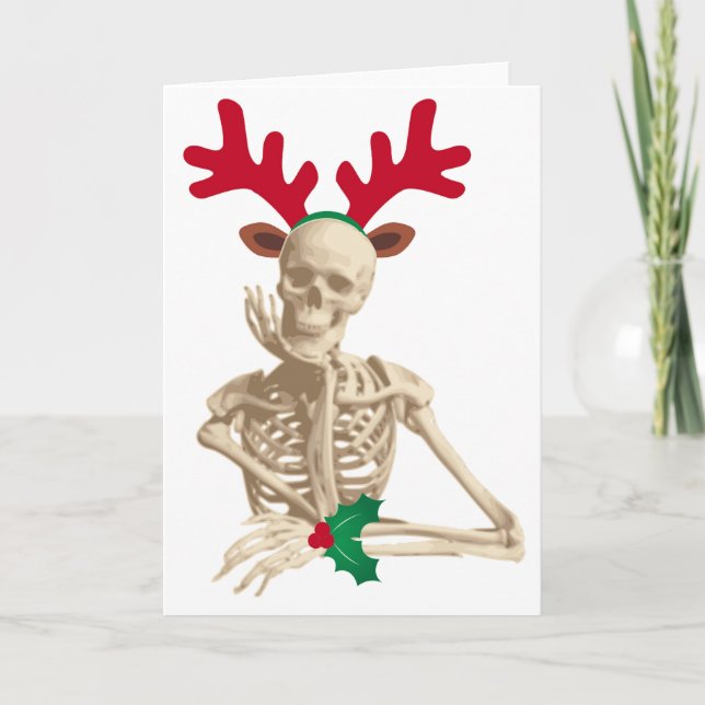 Weihnachtsrenskelett Feiertagskarte (Vorderseite)