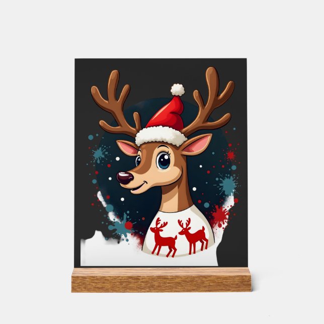 Weihnachtsrentier Acrylschild (Vorderseite)