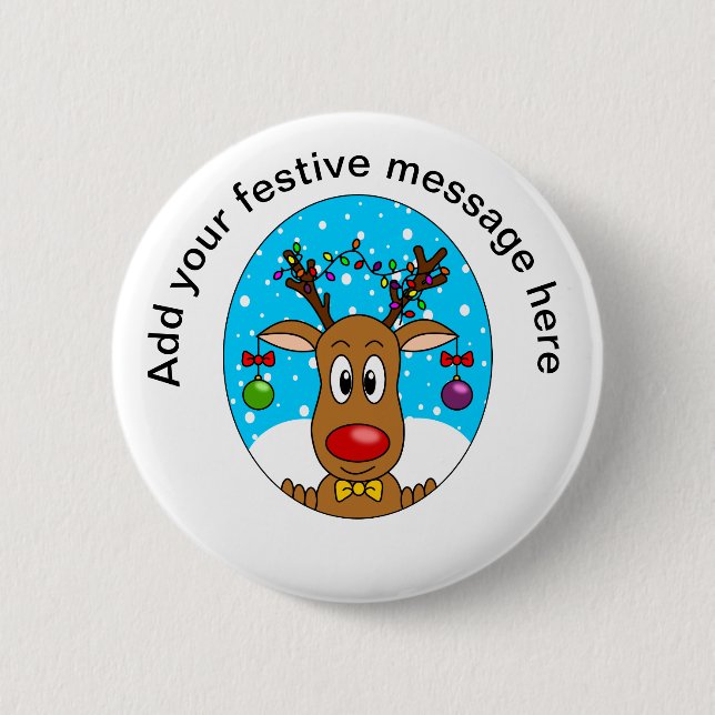 Weihnachtsrentier Button (Vorderseite)