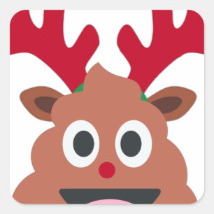 Weihnachtsrentier-Kot-Emoji Quadratischer Aufkleber