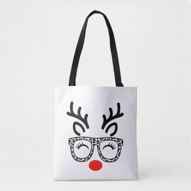 Weihnachtsrentier Leopardengläser Urlaub Tasche (Vorderseite)