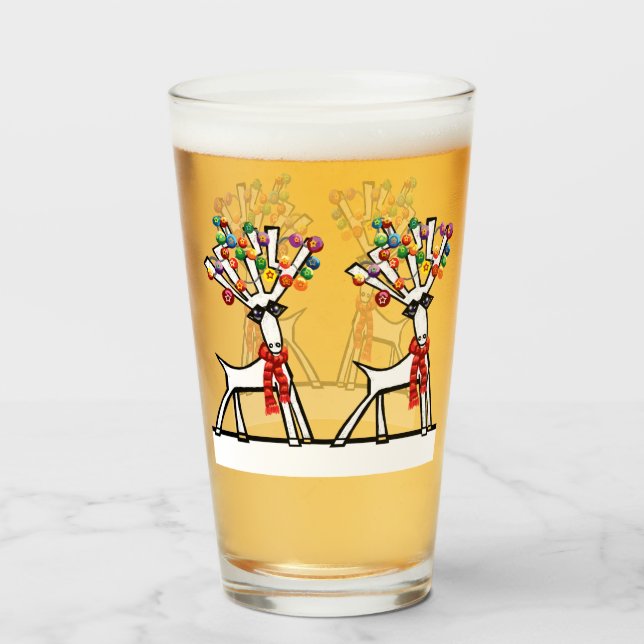 Weihnachtsrentier-Party Glas (Vorne (Gefüllt))