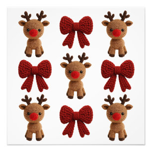 Weihnachtsrentier und Schleifen Coquette Garn Fotodruck