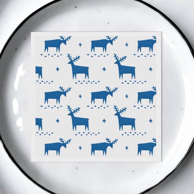 Weihnachtsrentiere. Blauwaldtiermuster Serviette (Von Creator hochgeladen)
