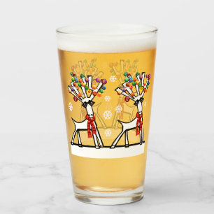 Weihnachtsrentiere Party mit Schneeflocken Glas