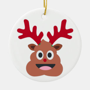 Weihnachtsrentiere poo emoji Keramik Ornament