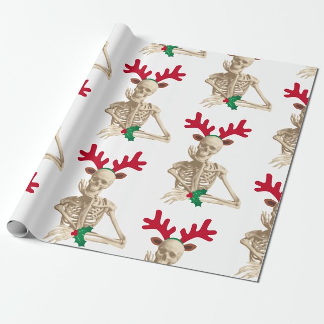 Weihnachtsrentierskelett Geschenkpapier (Ungerollt)