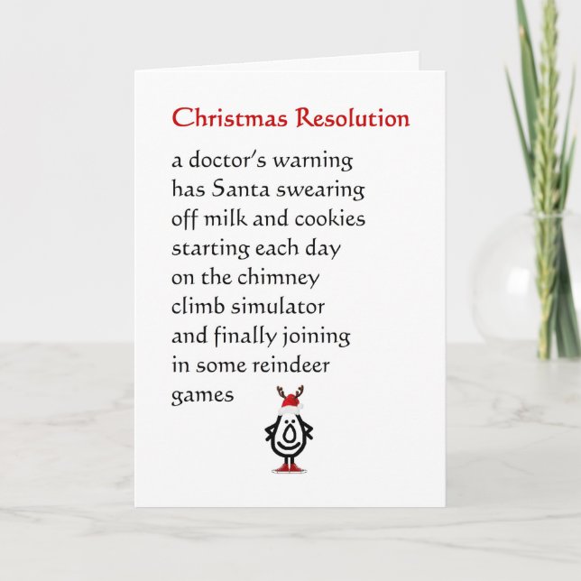 Weihnachtsresolution - ein lustiges Weihnachtsgedi Feiertagskarte (Vorderseite)
