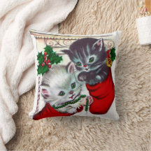 Weihnachtsretro Katzen Wohngestaltung Kissen