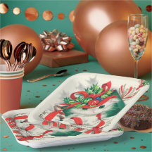 Weihnachtsretro Katzenplatte Party