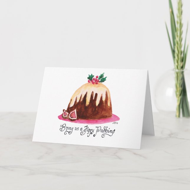 Weihnachtsrezept Figgy Pudding HandGezeichnet Kuns Karte (Vorderseite)