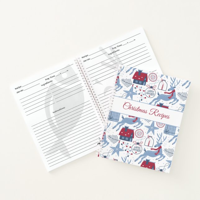 Weihnachtsrezepte Illustriertes Niedliches Muster Notizbuch (Innenseite)