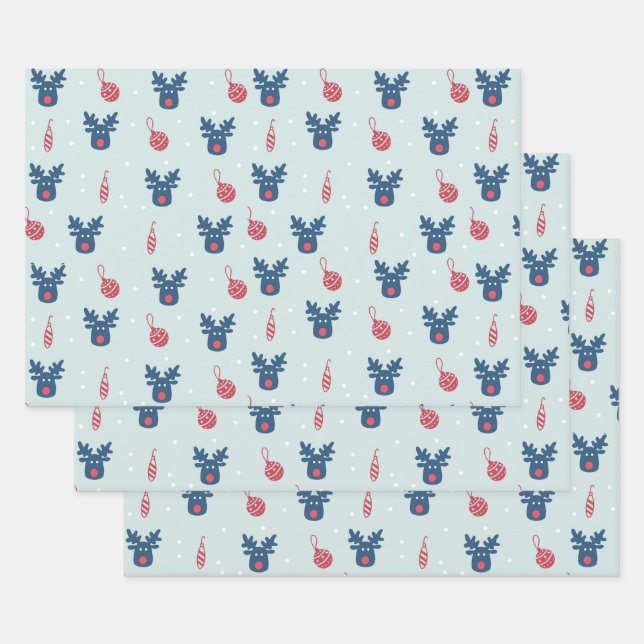 Weihnachtsrinder Geschenkpapier Set (Set)