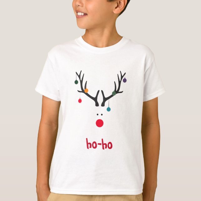 Weihnachtsrinder-Kopf auf Weiß T-Shirt (Vorderseite)