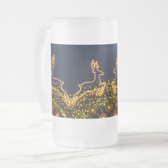 Weihnachtsrinder Mattglas Bierglas (Vorderseite Links)