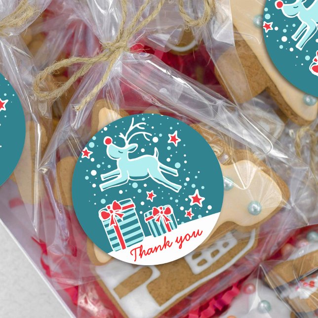 Weihnachtsrinder springen Dankeschön Aufkleber (Von Creator hochgeladen)